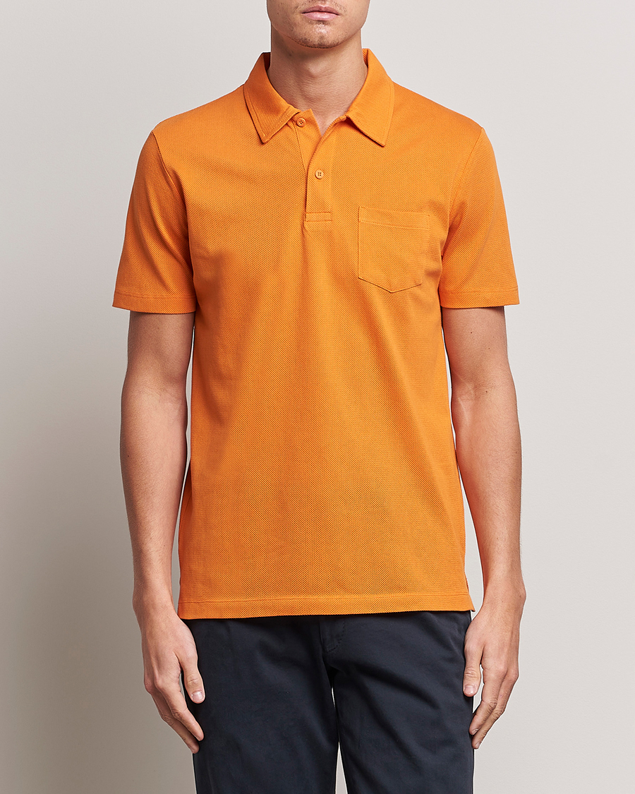 Mies |  | Sunspel | Riviera Polo Shirt Flame Orange
