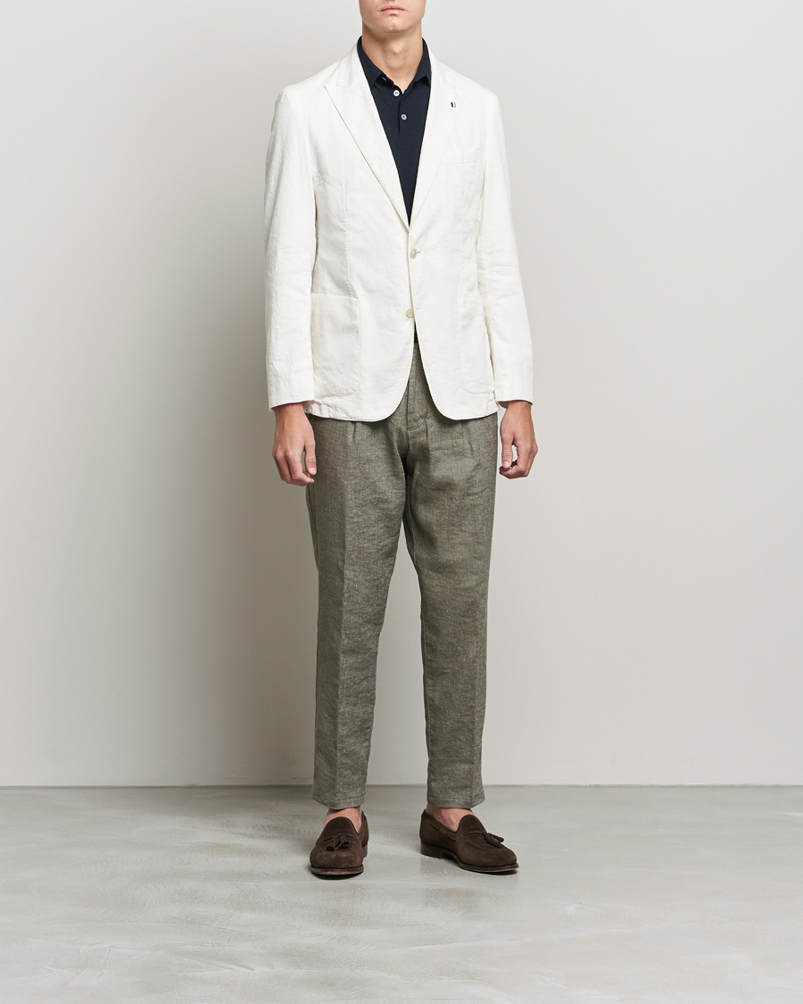 Mies | Pikkutakit | BOSS BLACK | BOSS Hanry Linen Peak Lapel Blazer White