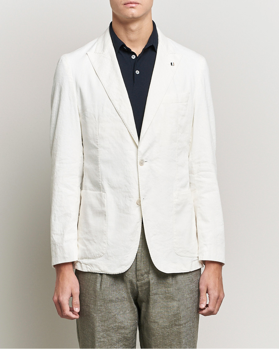 Mies | Pikkutakit | BOSS BLACK | BOSS Hanry Linen Peak Lapel Blazer White