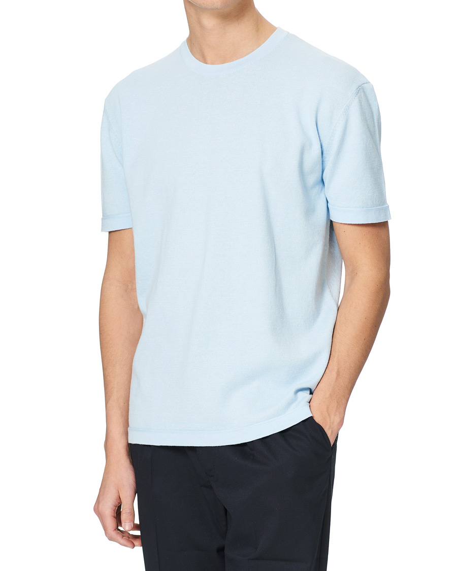 Mies | Pellavan paluu | BOSS | Tameo Cotton/Linen T-shirt Light Blue