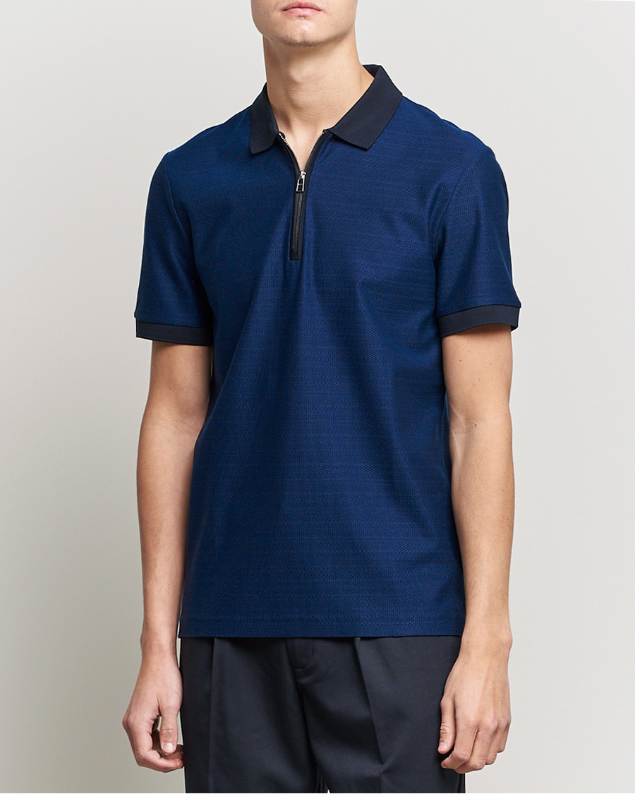 Mies | Wardrobe Basics | BOSS | Polston Half-Zip Polo Dark Blue