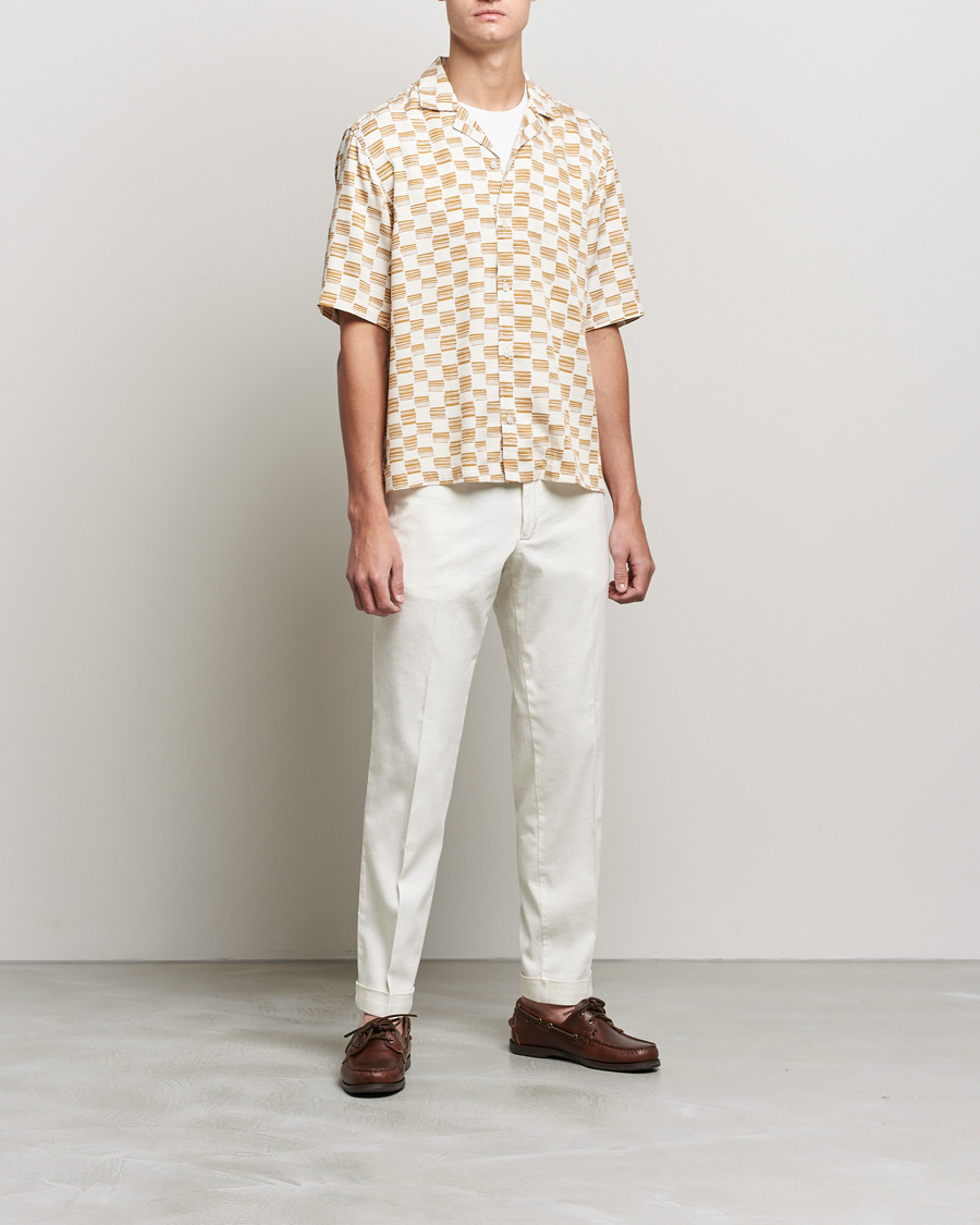 Mies | Kauluspaidat | BOSS BLACK | BOSS Lars Printed Resort Collar Short Sleeve Shirt Open Beige