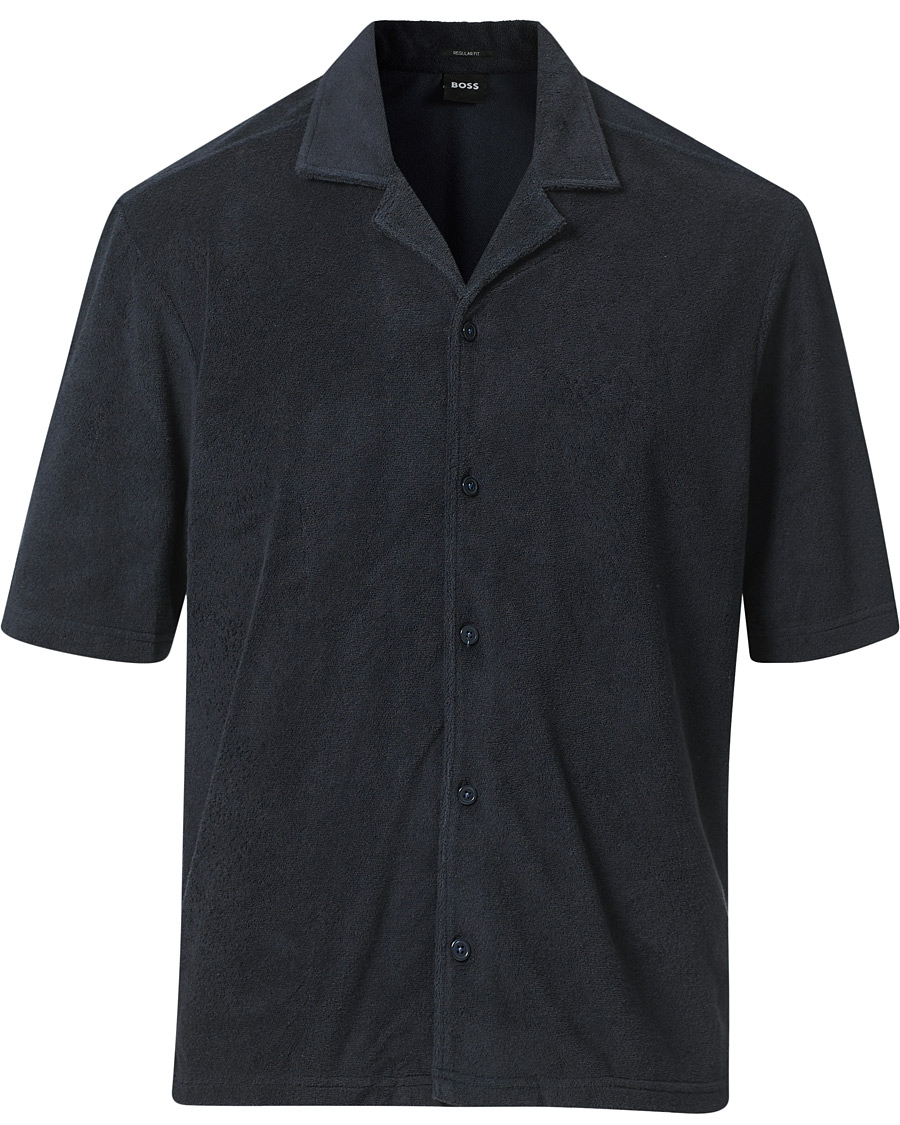 Mies | Kauluspaidat | BOSS BLACK | BOSS Lars Terry Short Sleeve Shirt Dark Blue