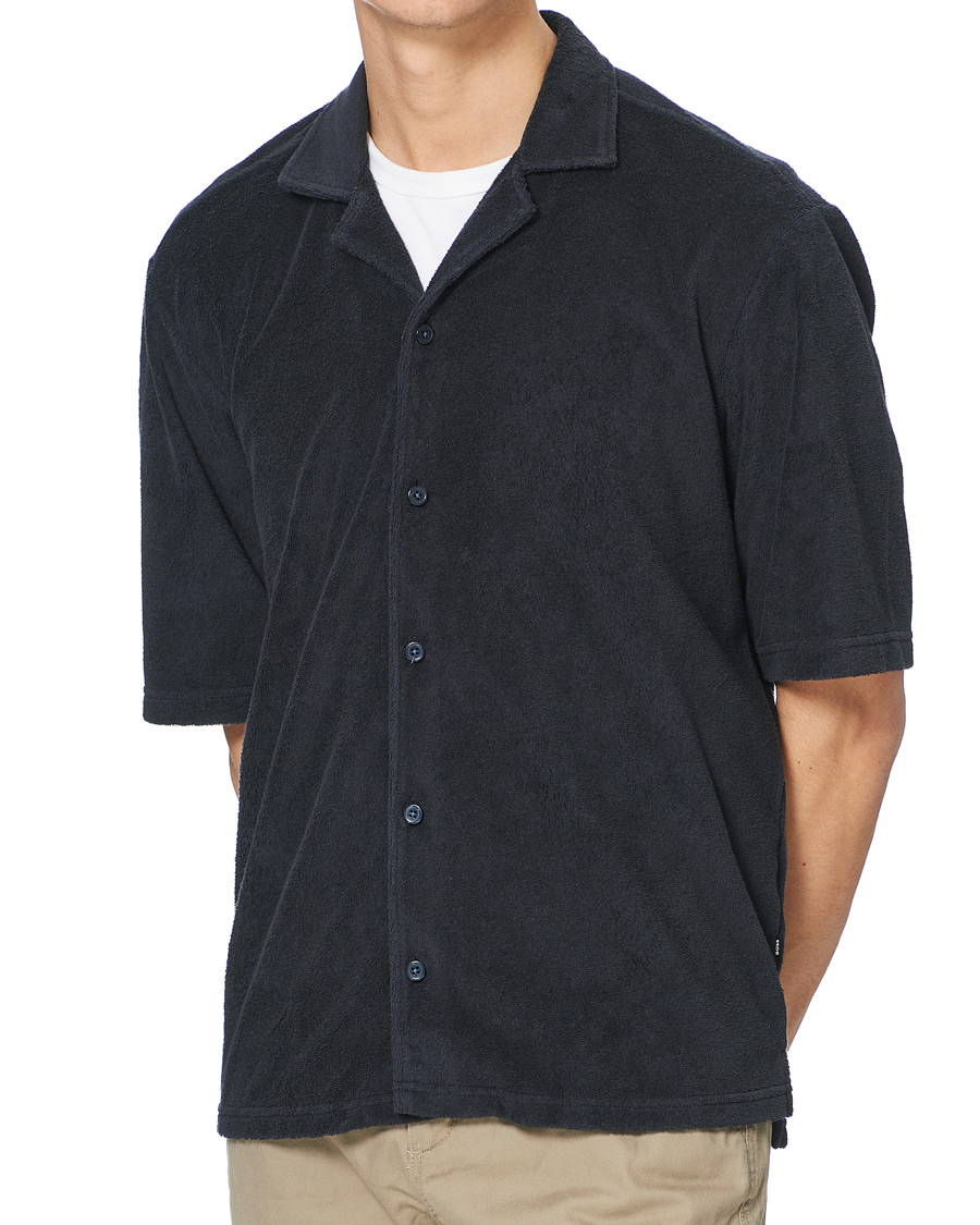 Mies | Kauluspaidat | BOSS BLACK | BOSS Lars Terry Short Sleeve Shirt Dark Blue