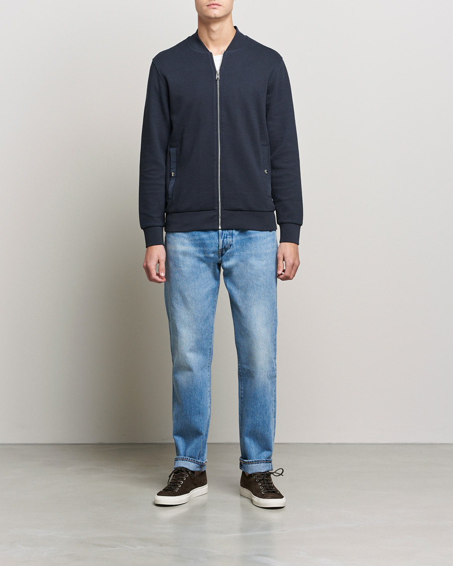 Mies | Vetoketjulliset puserot | BOSS | Skiles Full Zip Sweater Dark Blue