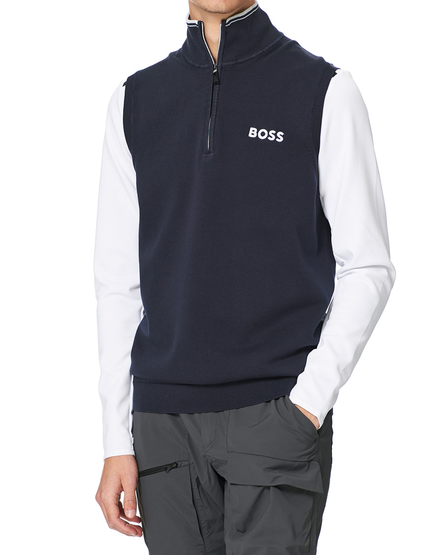 Mies | Puserot | BOSS GREEN | Zolf Half Zip Vest Dark Blue