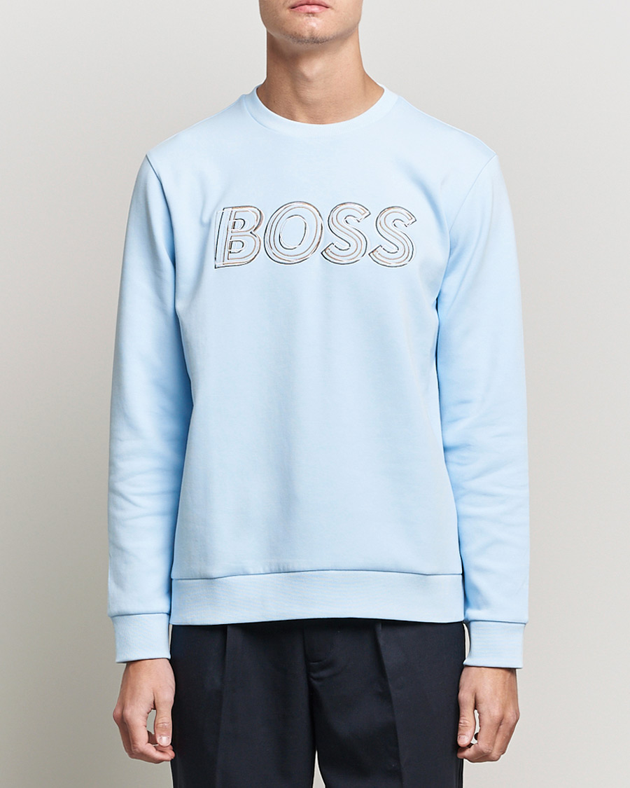 Mies |  | BOSS Athleisure | Salbo Logo Crew Neck Sweatshirt Light Blue