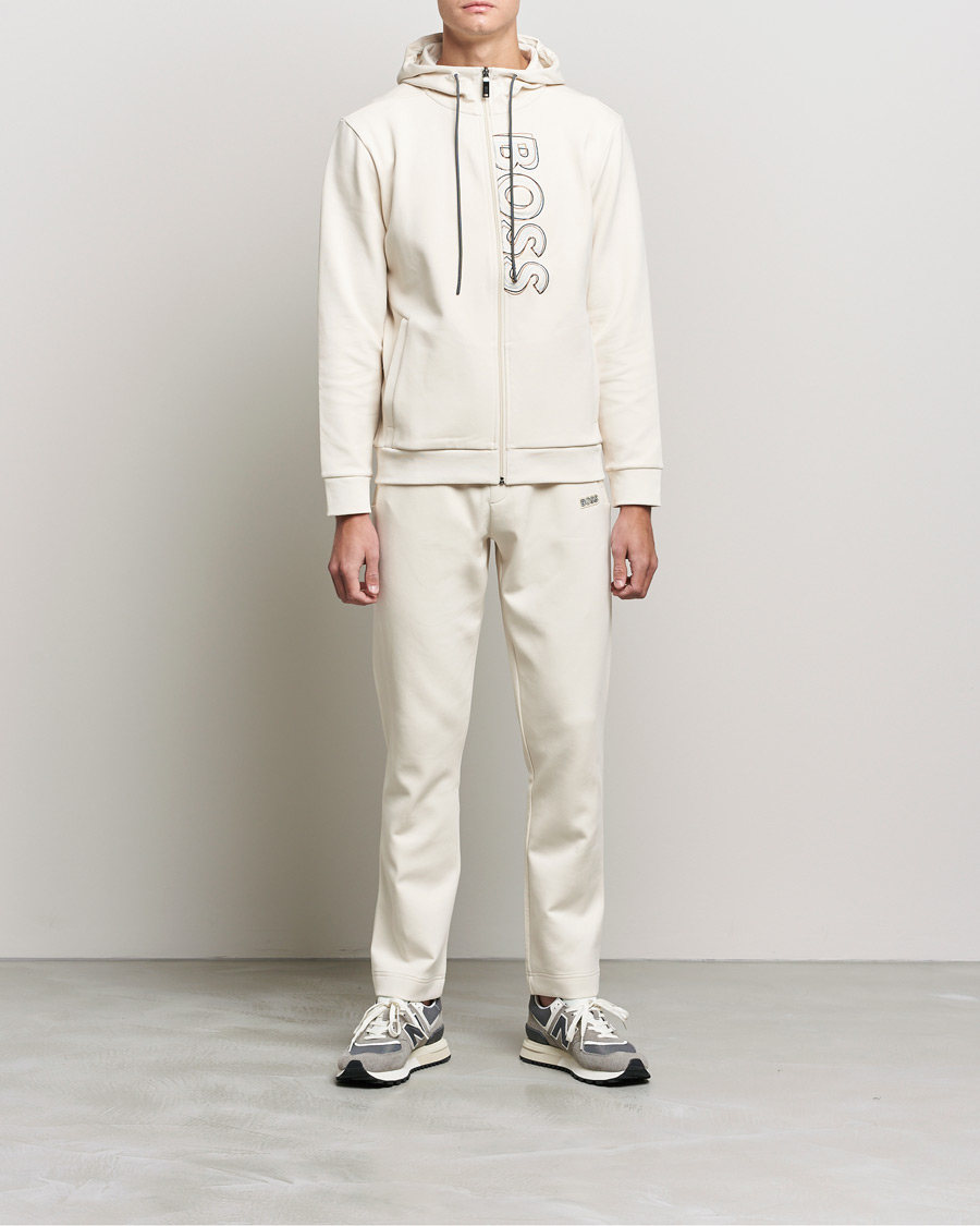 Mies | Puserot | BOSS GREEN | BOSS Athleisure Saggy Logo Full Zip Hoodie Open White