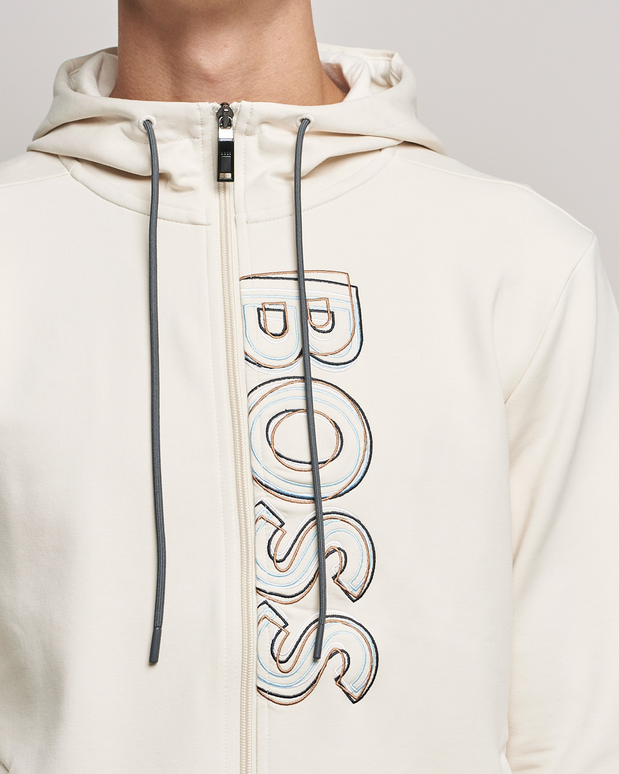 Mies | Puserot | BOSS GREEN | BOSS Athleisure Saggy Logo Full Zip Hoodie Open White