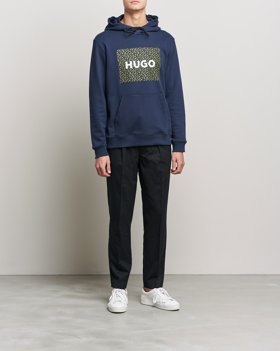 Mies | Puserot | HUGO | Dreeman Monogram Logo Hoodie Dark Blue
