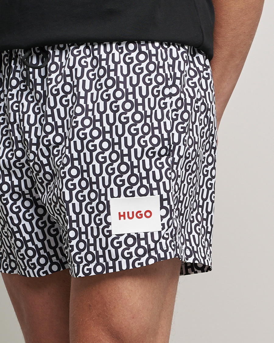 Mies | Uimahousut | HUGO | Jago Monogram Logo Swimshorts White