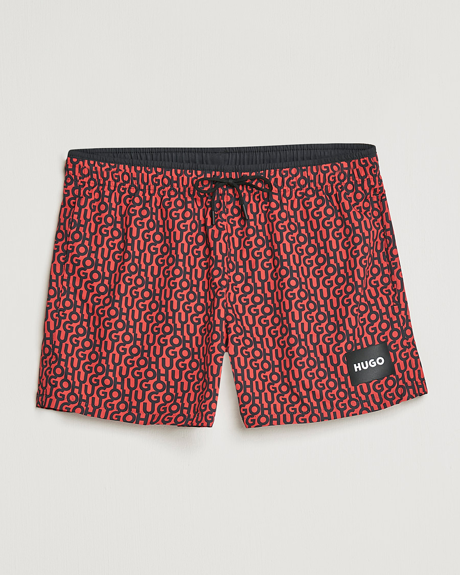 Mies | Uimahousut | HUGO | Jago Monogram Logo Swimshorts Red
