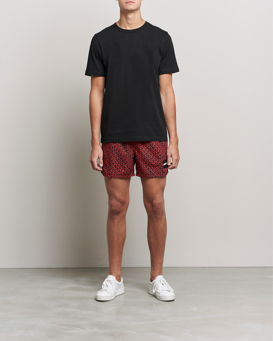 Mies | Uimahousut | HUGO | Jago Monogram Logo Swimshorts Red