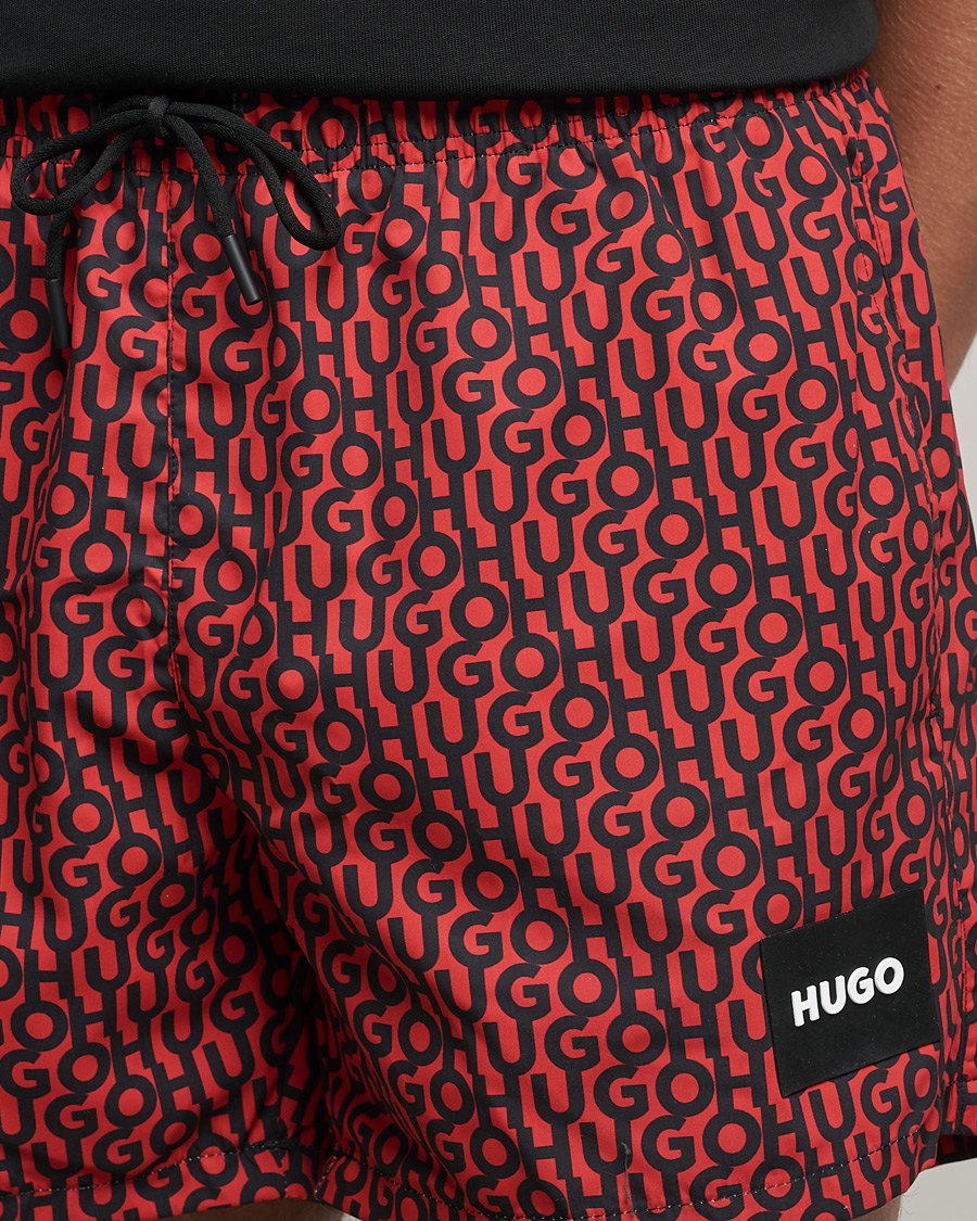Mies | Uimahousut | HUGO | Jago Monogram Logo Swimshorts Red