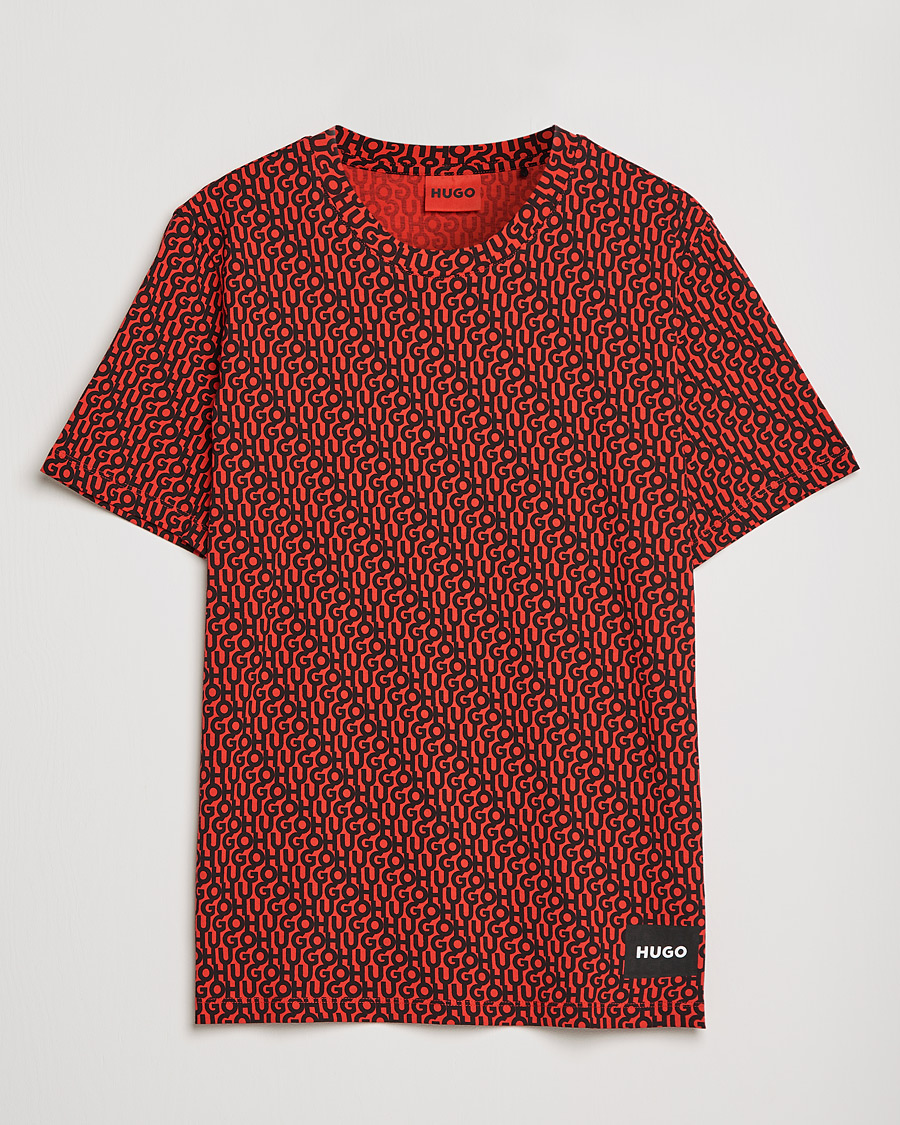 Mies | T-paidat | HUGO | Dorton Monogram Print Crew Neck Tee Red