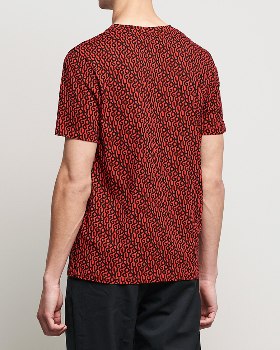 Mies | T-paidat | HUGO | Dorton Monogram Print Crew Neck Tee Red