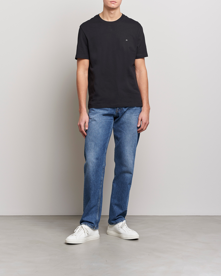 Mies | T-paidat | Calvin Klein | Cotton Embroidery Logo Crew Neck T-Shirt Black