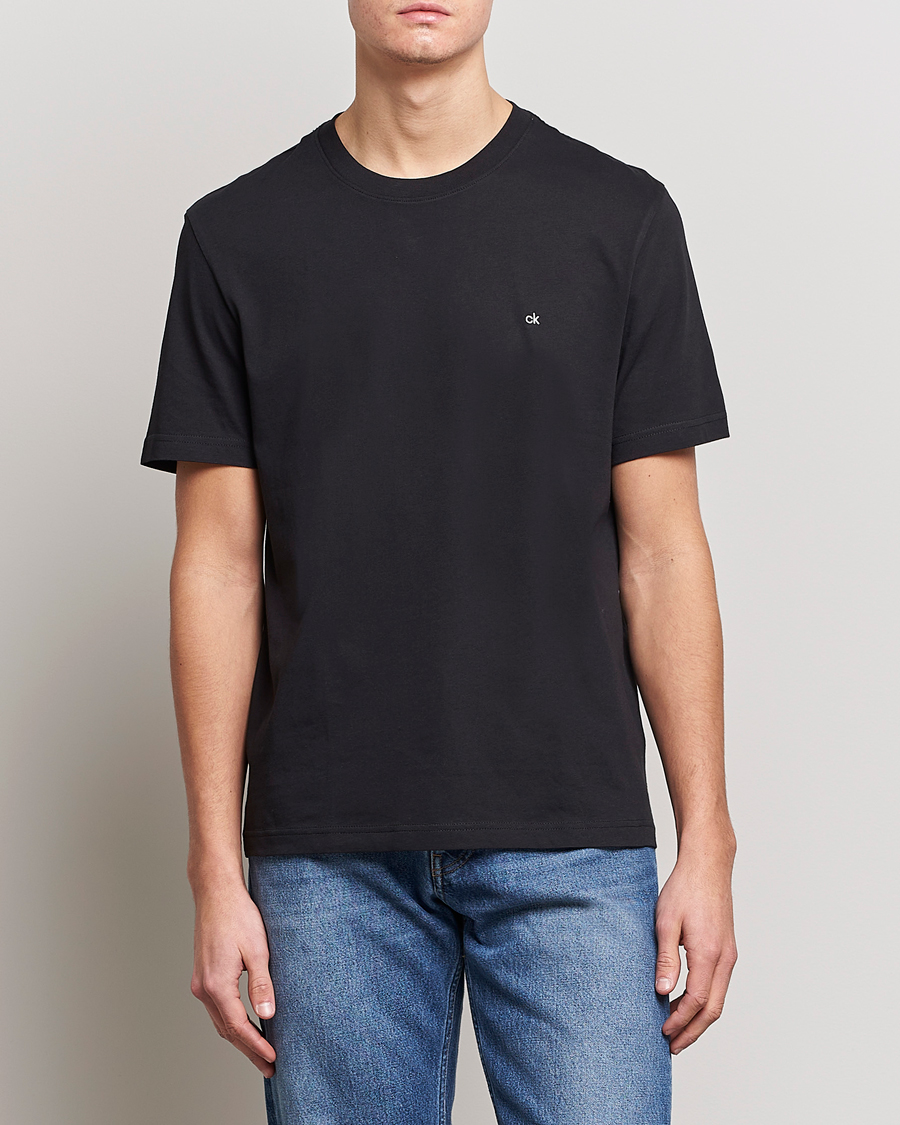 Mies |  | Calvin Klein | Cotton Embroidery Logo Crew Neck T-Shirt Black