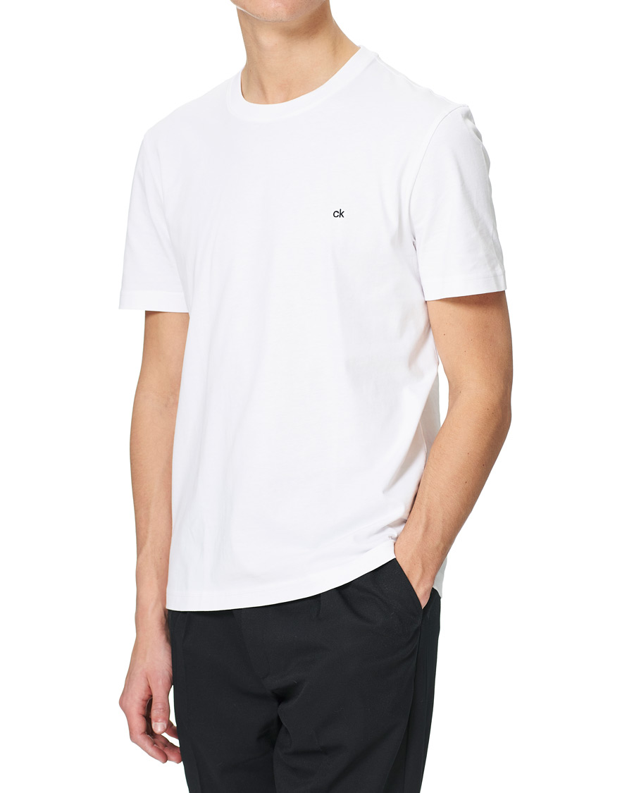 Mies | Calvin Klein | Calvin Klein | Cotton Embroidery Logo Crew Neck T-Shirt White
