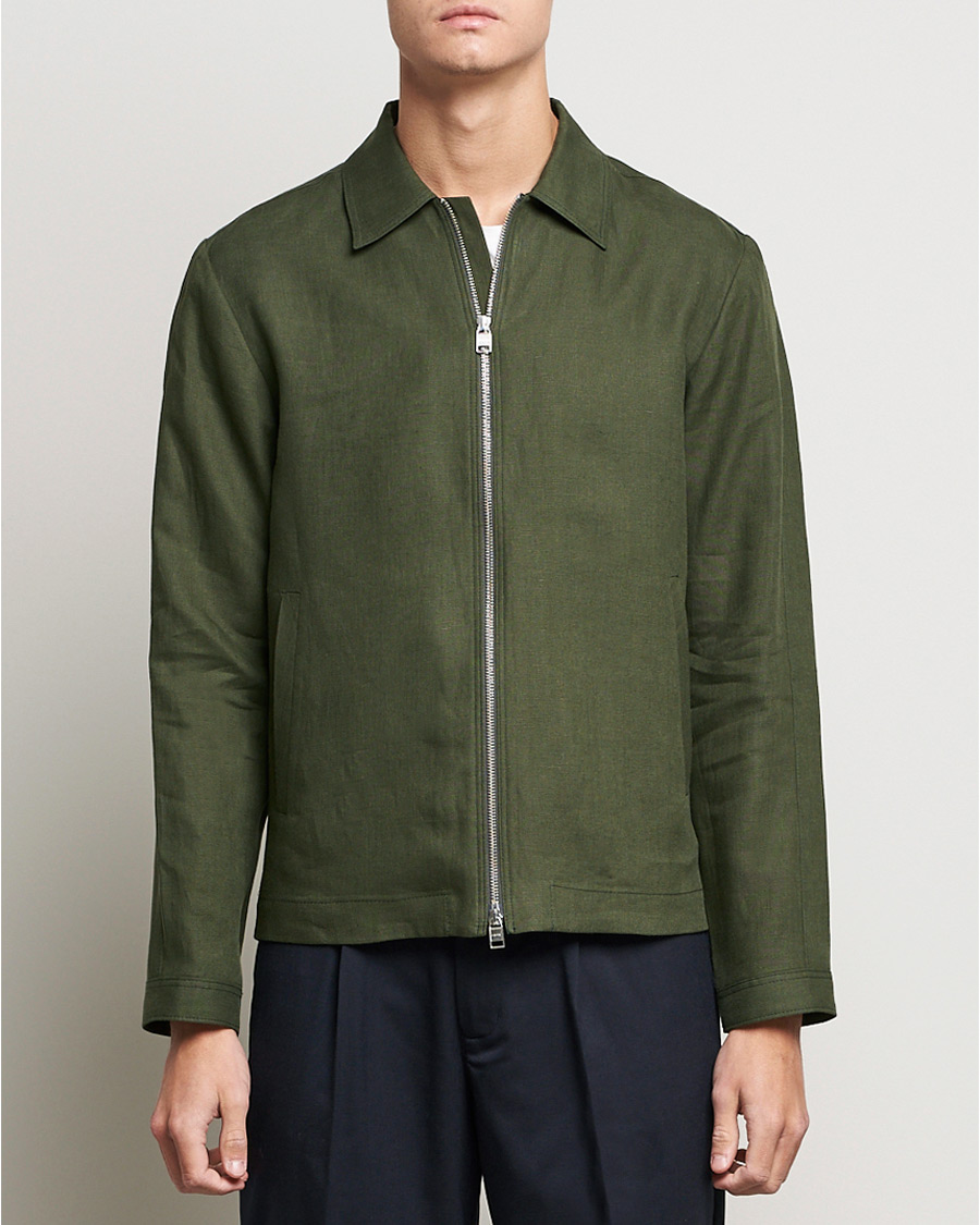 Mies | Takit | Tiger of Sweden | Maddon Linen Shirt Jacket Green