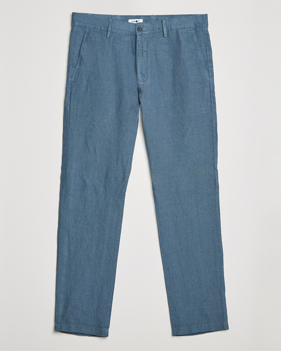 Miehet |  | NN07 | Karl Linen Trousers Dust Blue