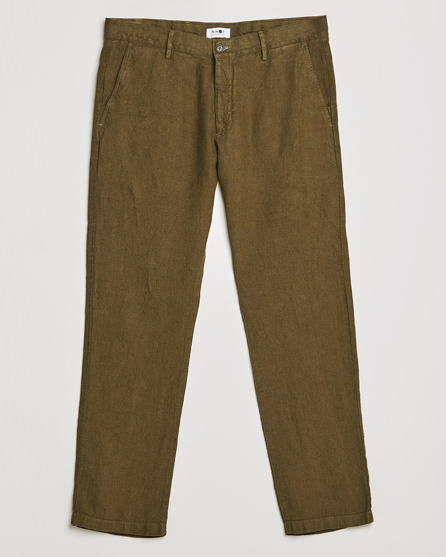 Miehet | Pellavahousut | NN07 | Karl Linen Trousers Dark Olive