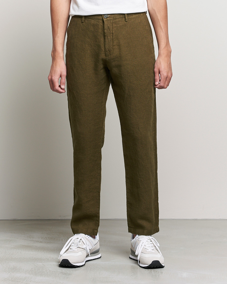 Mies |  | NN07 | Karl Linen Trousers Dark Olive