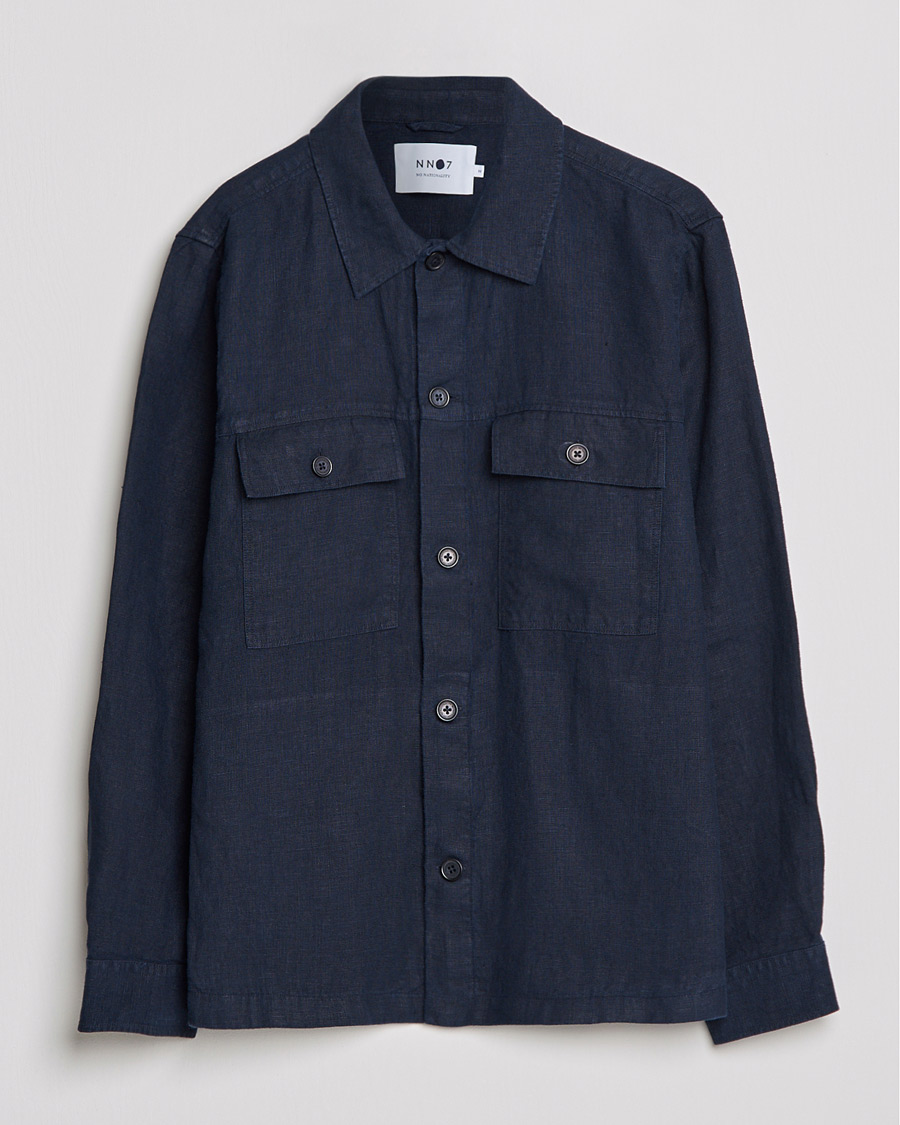 Mies | Kauluspaidat | NN07 | Wilas Linen Overshirt Navy