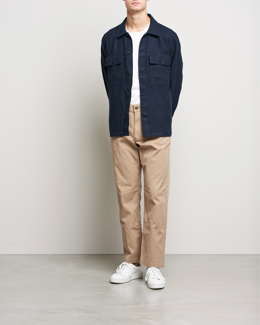 Mies | Kauluspaidat | NN07 | Wilas Linen Overshirt Navy