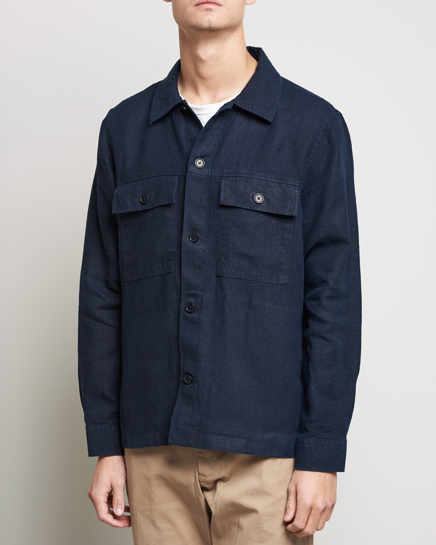 Mies | Kauluspaidat | NN07 | Wilas Linen Overshirt Navy