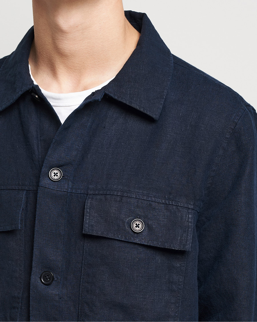 Mies | Kauluspaidat | NN07 | Wilas Linen Overshirt Navy