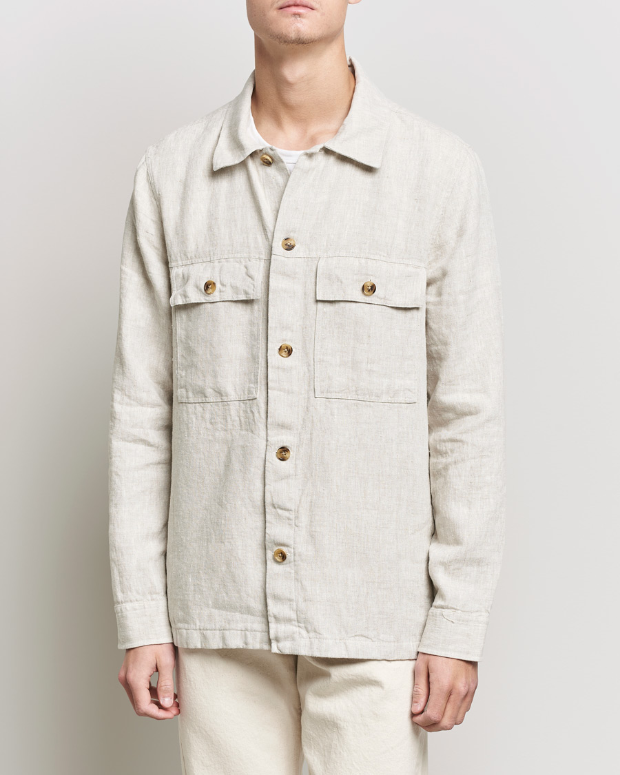 Mies | Kauluspaidat | NN07 | Wilas Linen Overshirt Oat