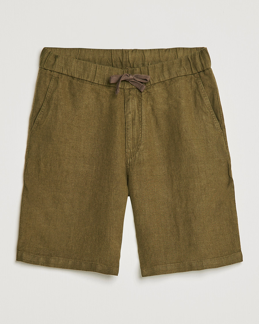 Mies | Shortsit | NN07 | Keith Drawstring Linen Shorts Dark Olive