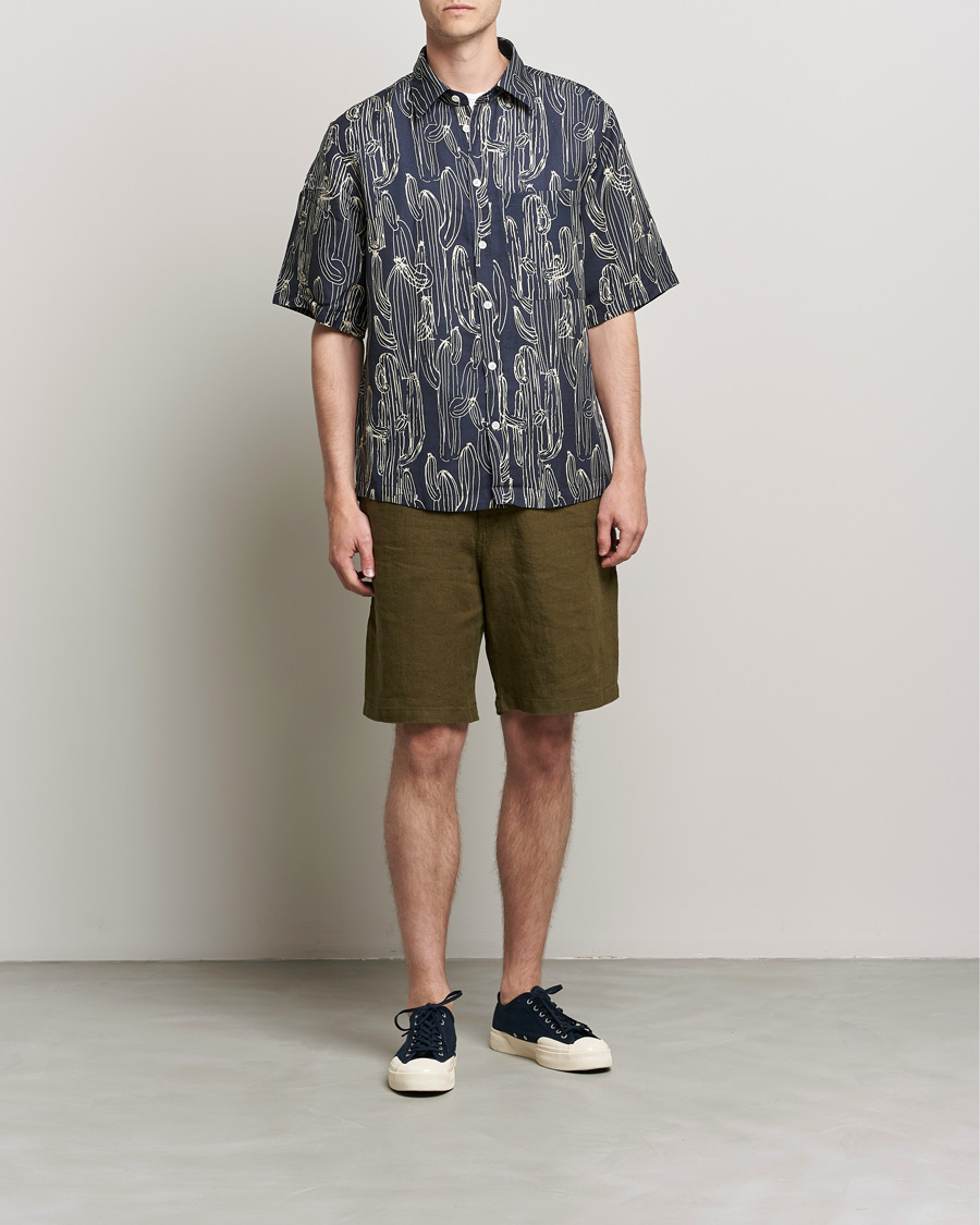 Mies | Shortsit | NN07 | Keith Drawstring Linen Shorts Dark Olive