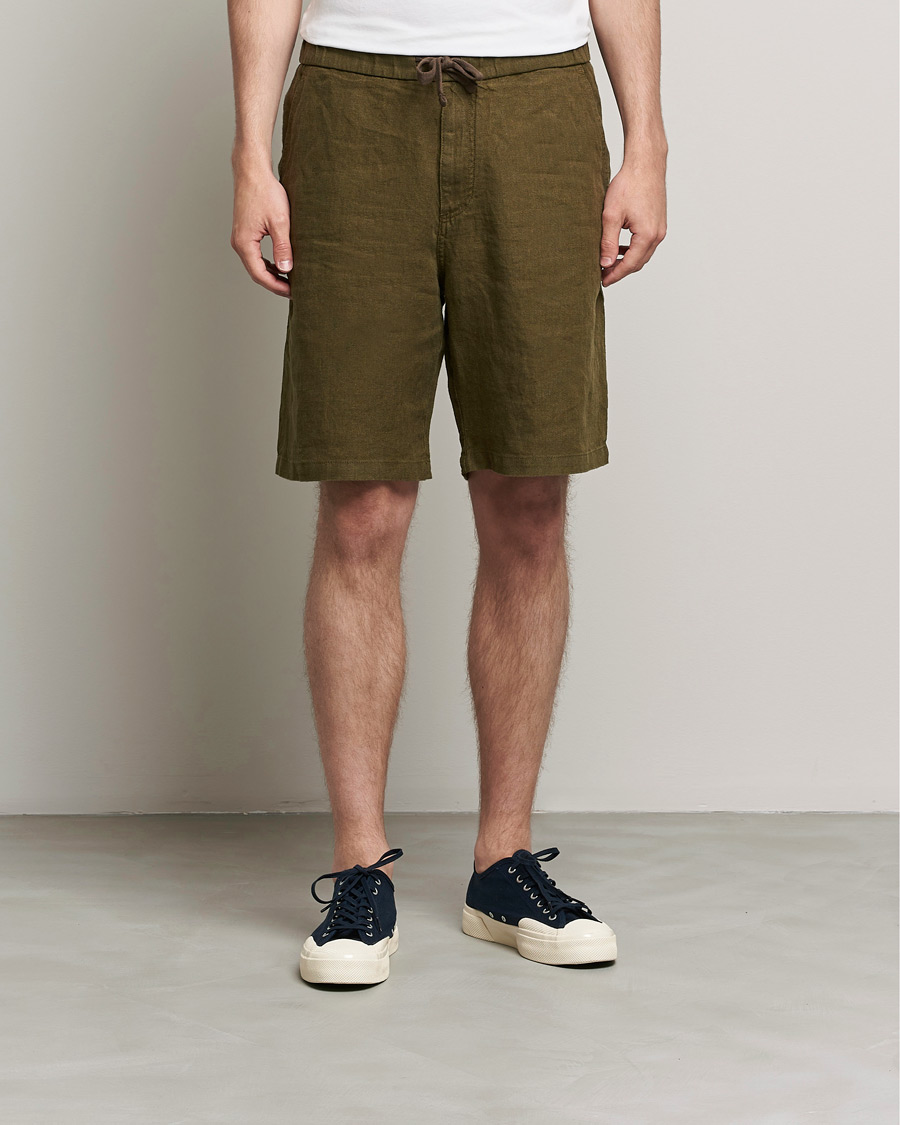 Mies | Shortsit | NN07 | Keith Drawstring Linen Shorts Dark Olive