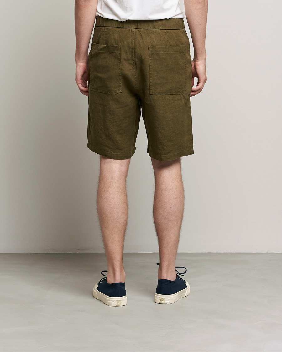 Mies | Shortsit | NN07 | Keith Drawstring Linen Shorts Dark Olive