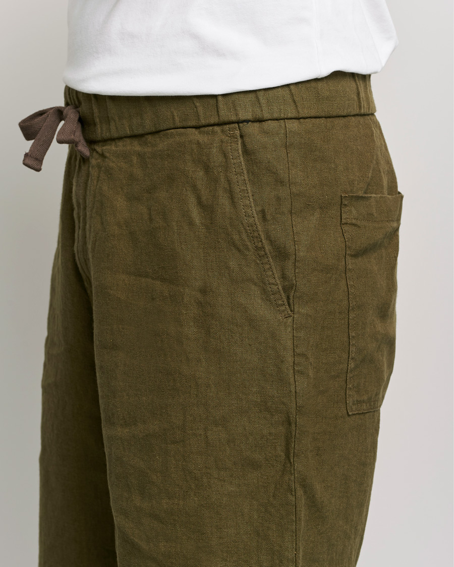 Mies | Shortsit | NN07 | Keith Drawstring Linen Shorts Dark Olive