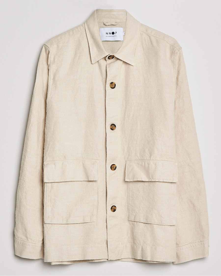Mies | Kauluspaidat | NN07 | Cedric Heavy Linen Shirt Jacket Ecru