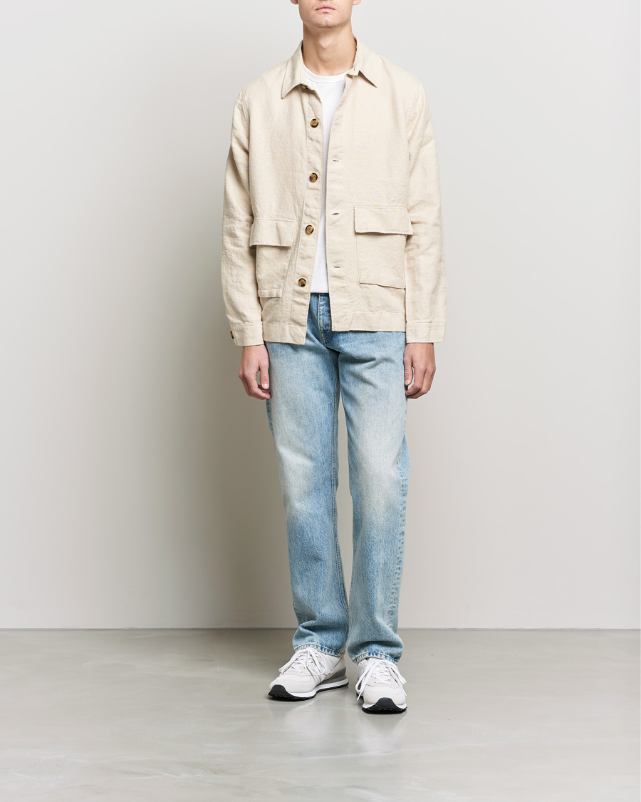 Mies | Kauluspaidat | NN07 | Cedric Heavy Linen Shirt Jacket Ecru
