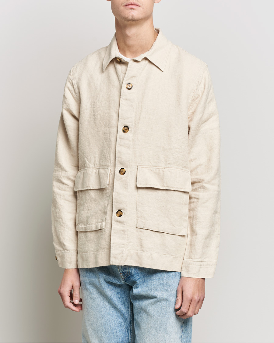 Mies | Kauluspaidat | NN07 | Cedric Heavy Linen Shirt Jacket Ecru
