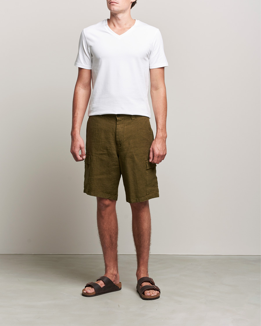 Mies | Shortsit | NN07 | Arnie Cargo Linen Shorts Dark Olive