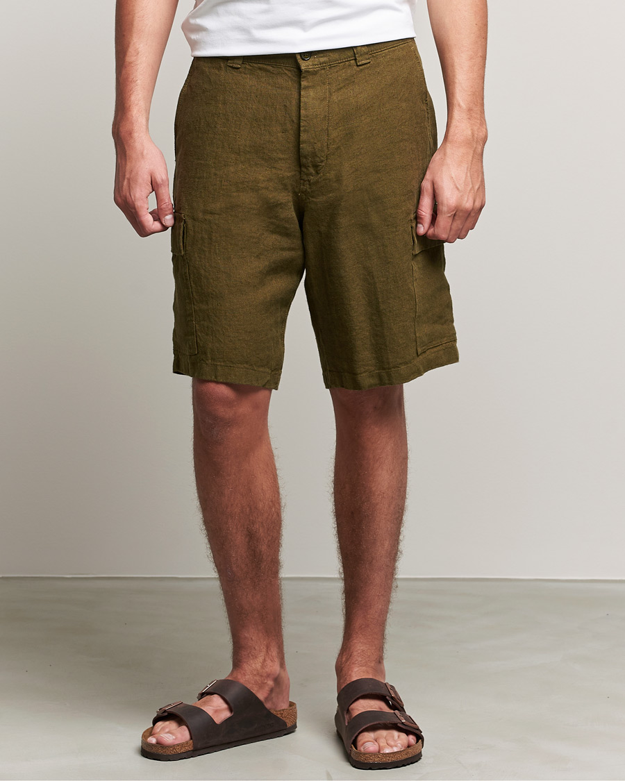 Mies | Shortsit | NN07 | Arnie Cargo Linen Shorts Dark Olive