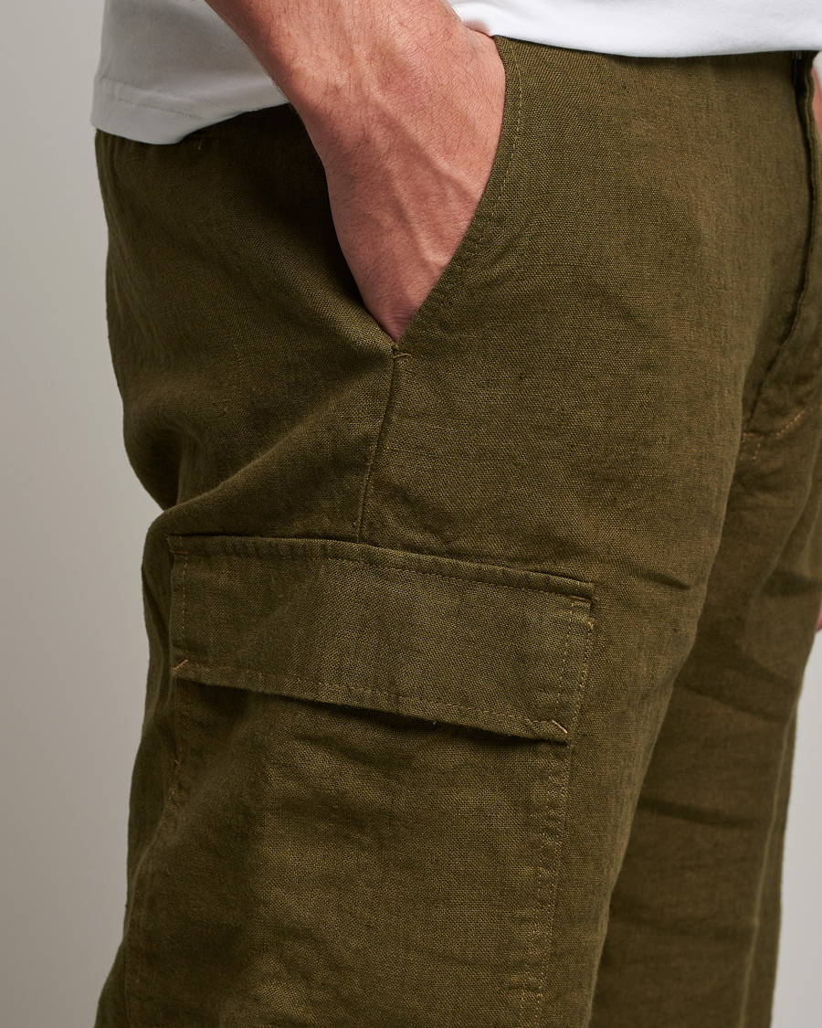 Mies | Shortsit | NN07 | Arnie Cargo Linen Shorts Dark Olive