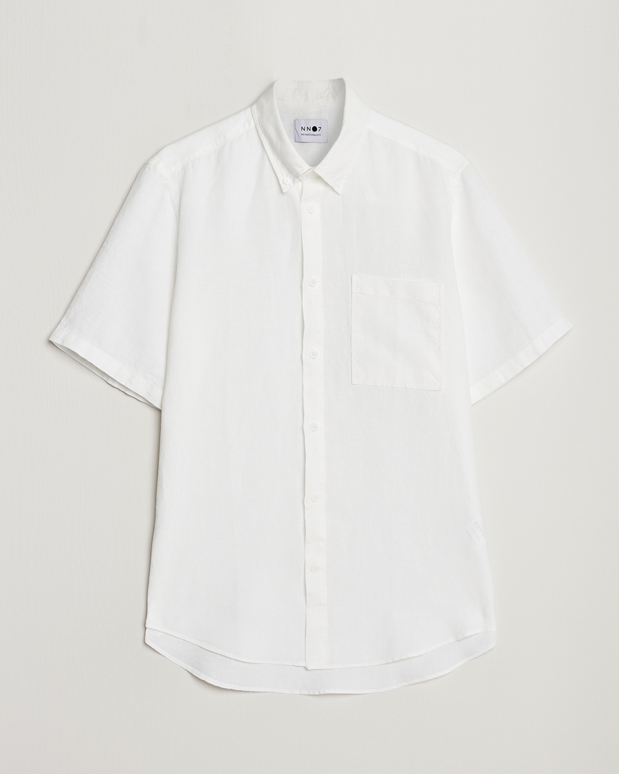 Mies | Kauluspaidat | NN07 | Arne Linen Short Sleeve Shirt White
