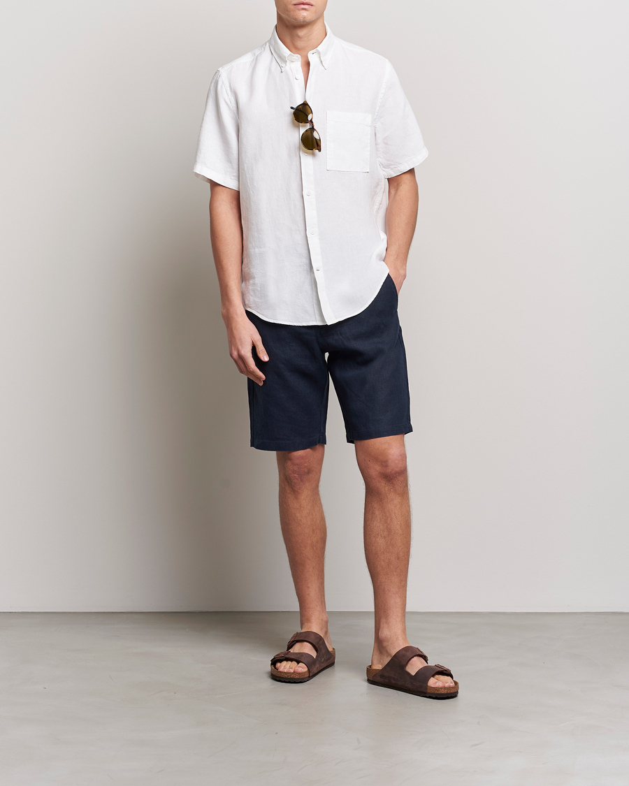 Mies | Kauluspaidat | NN07 | Arne Linen Short Sleeve Shirt White