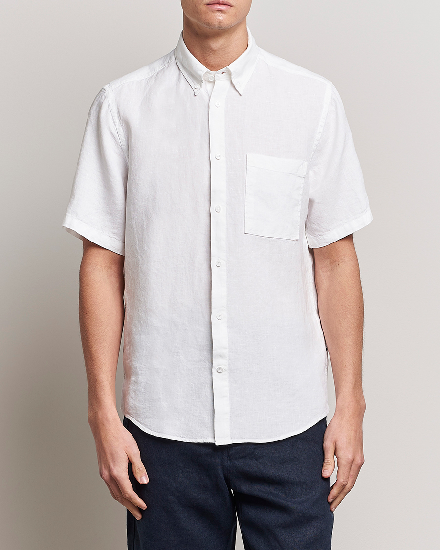 Mies | Kauluspaidat | NN07 | Arne Linen Short Sleeve Shirt White