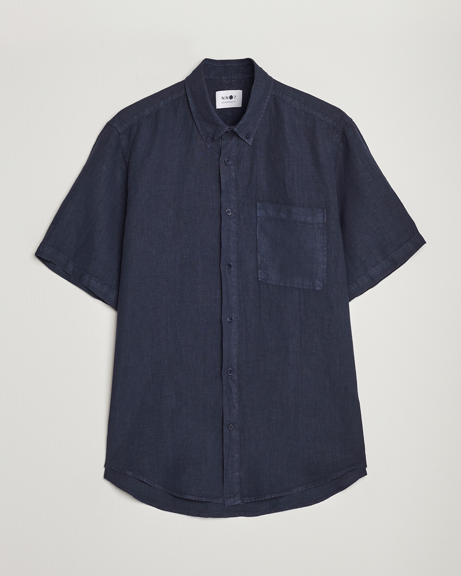 Mies | Kauluspaidat | NN07 | Arne Linen Short Sleeve Shirt Navy