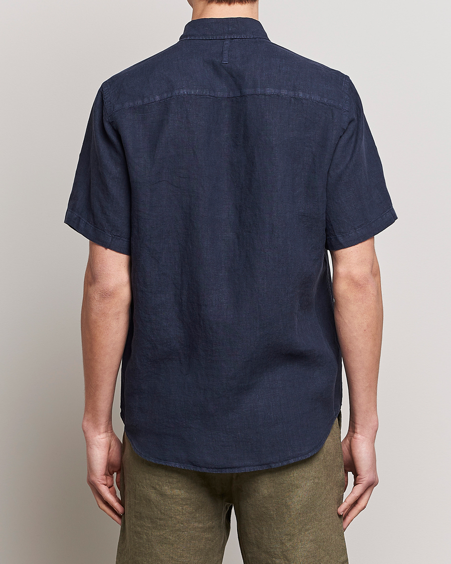 Mies | Kauluspaidat | NN07 | Arne Linen Short Sleeve Shirt Navy