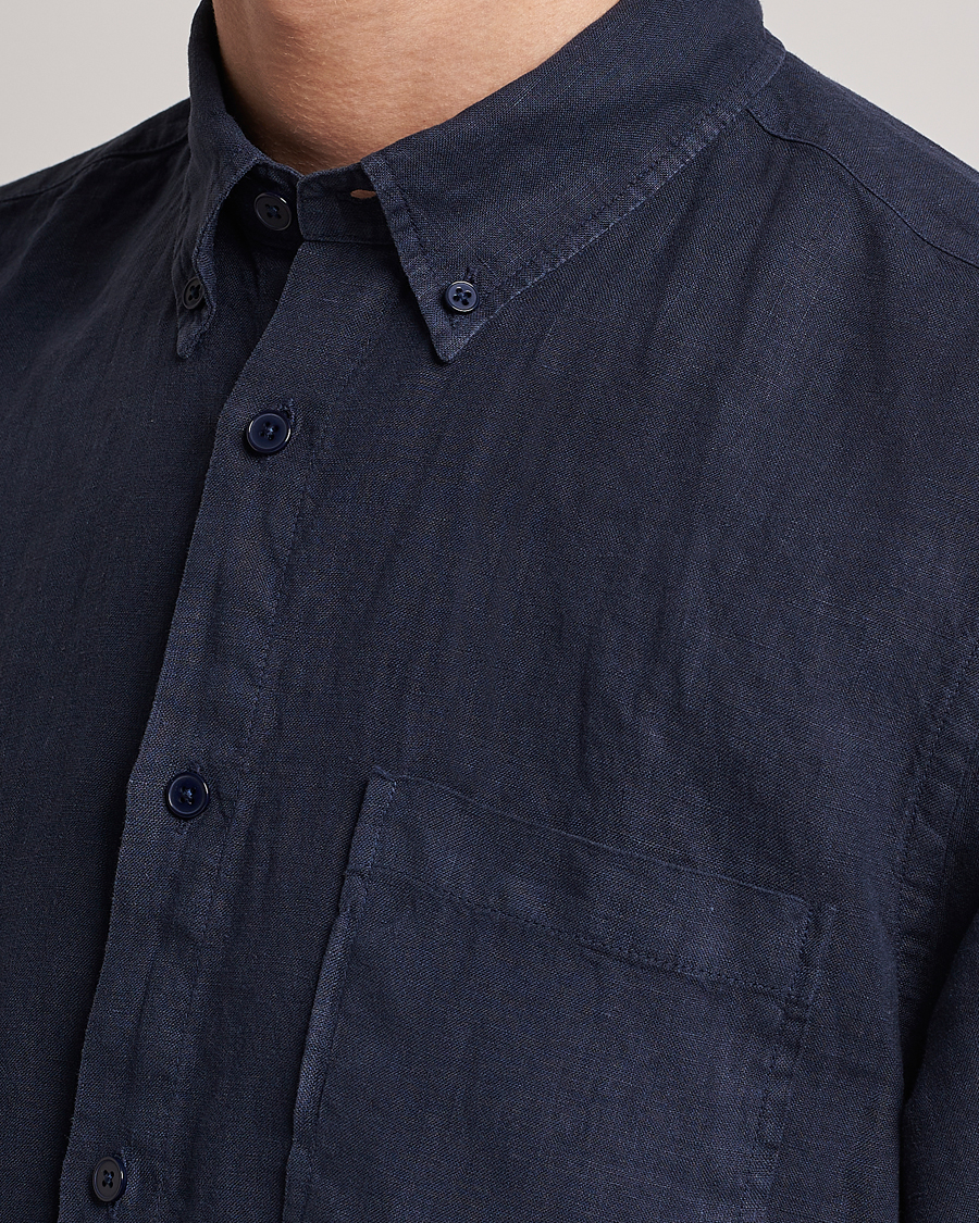 Mies | Kauluspaidat | NN07 | Arne Linen Short Sleeve Shirt Navy