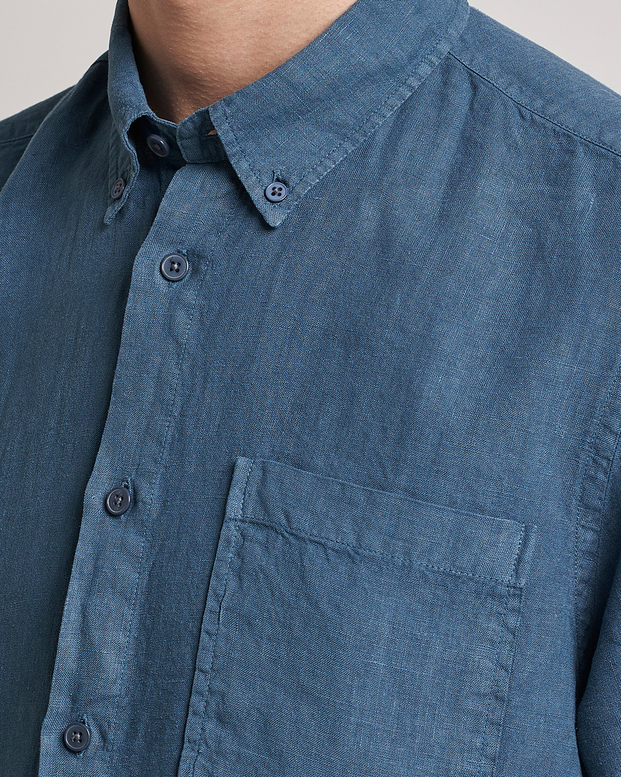 Mies | Kauluspaidat | NN07 | Arne Linen Short Sleeve Shirt Dust Blue